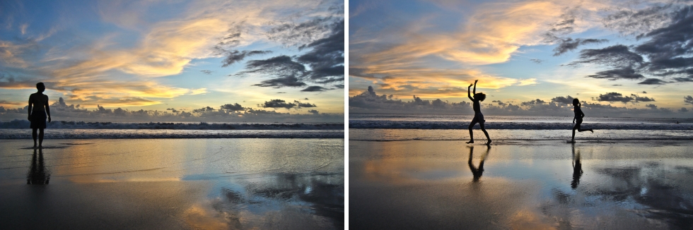 Sunset indonesia bali running children