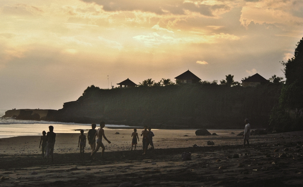 fotball beach sunset bali indonesia